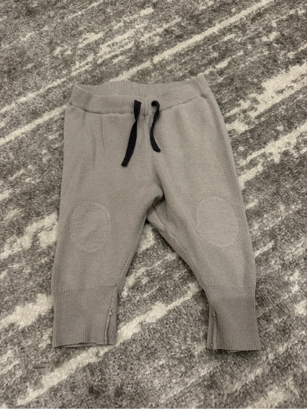 Zara Gray Knit Kids Jogger Pants with Black Drawstring